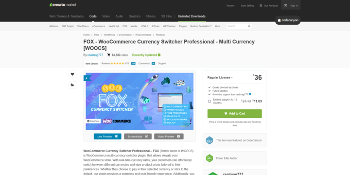 Imagen De FOX - WC Currency Switcher En Baratillo WP WordPress