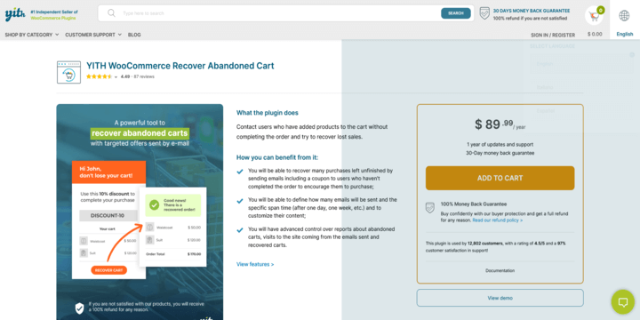 Imagen De YITH WooCommerce Recover Abandoned Cart En Baratillo WP WordPress